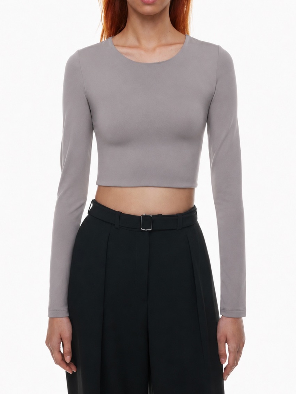 Aritzia Babaton Contour Crew Cropped Longsleeve Top Small Second Skin Smoothing